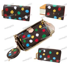 High quality x yk women crossbody bag multi accessories shoulder bags designer dot print 3 pieces purse zippy with chain strap canvas wallet m44823 m81980 m81864