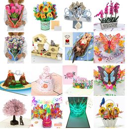 Greeting Cards 3D Pop Up Birthday Card Butterfly For Adts And Kids 5 X 7 Er Includes Envelope Note Tag Drop Delivery Amjbq