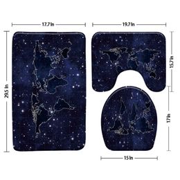 Bath Mats Night Sky Constellation Mat Modern Bathroom 3-Piece Set Shower Rug Toilet Cover Carpet U-Shaped Pad Product