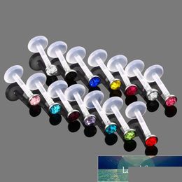 Navel Bell Button Rings 14Pcs/Lot Bioplast Flexible Labret Lip Ring Ear Helix Tragus Cartilage Studs Piercing Mixed Colour Dhgarden Dhpry