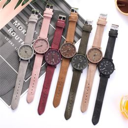 Wristwatches Retro Simple Women Watches Laides Casual Quartz Wrist Watch Multicolor Leather Band Strap Female Clock