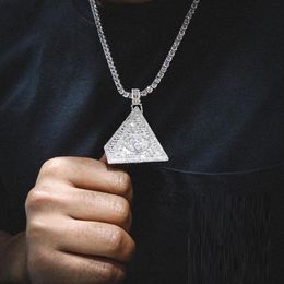 Necklaces iced out bling hiphop men Jewellery 5A square CZ cubic zirconia pyramid pendant tennis chain necklace