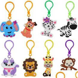 Keychains Lanyards Cute Cartoon Keychain Pendant Pvc Animal Car Key Chain Fashion Accessories Keyring Drop Delivery Dhcme