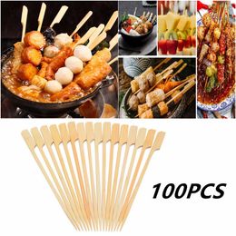 BBQ Tools Accessories 100PCS Bamboo Wood Skewers Disposable Long Sticks Barbecue Meatballs Kebabs for Kitchen Party Camping Parties 230522