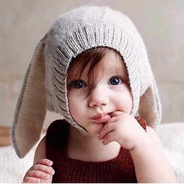 Caps Hats Winter spring rabbit ears knitted girl cute and toddler hats baby photo props G220522