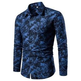 Men's Casual Shirts Debracat Men Blouses Long Sleeve Autumn Winter Floral Fashion Shirt Tops Button Up Formal Party