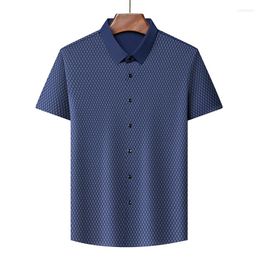 Men's Casual Shirts High Quality Mens Lapel Printed Summer Breathable Thin Slim Fit Quick Dry Soft Business Polo Shirt
