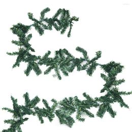 Decorative Flowers 2.7m Artificial Green Christmas Garland Wreath Xmas Home Party Decor Rattan Hanging Ornament For Kids