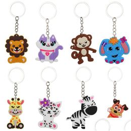 Keychains Lanyards Pvc Animal Keychain Cute Cartoon Pendant Car Key Chain Fashion Accessories Keyring Drop Delivery Dh82W