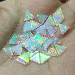 Beads Other Wholesale 6mm Opal OP704 White With Red Fire Triangle Double Flat Synthetic OpalOther