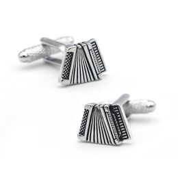 New Arrival Accordion Cuff Links Black Colour Music Instruments Design Quality Brass Material Men's Cufflinks Free Shipping