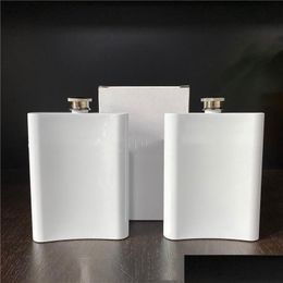 Hip Flasks 8Oz Sublimation Blank Flask Stainless Steel Water Bottle Heat Transfer Double Wall Portable Flagon Diy Valentines Day Gif Dhyxs