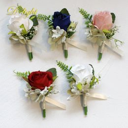 Wedding Rose Brooch Bride Wrist Flower Men's Groom Suit Pin Jewelry Business Celebration Opening Guest Vintage Corsage Nice Gift