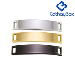 Bracelets 10 PCS/ Lot Gold Black Tone Polished Stainless Steel Blank ID Plate Tag Plaque For Bracelet CB19C010