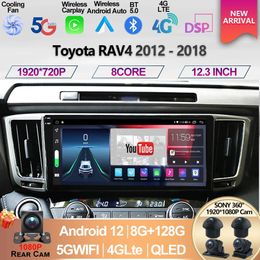 For Toyota RAV4 RAV 4 2012 - 2018 12.3'' QLED Screen Android Auto Radio Carplay 4G Car Multimedia GPS Navigation autoradio Wifi