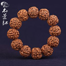 Bracelets Corpulent 6 Five SixPetal Nepal Big Rudraksha Beads Bracelet Men's Boutique Original Seed Plate Cultural Artifact Prayer