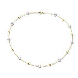 Necklaces XF800 Real Natural Freshwater Pearl Necklace 18K Gold Solid Small Ball Golden Jewelry Genuine AU750 For Women Fine Gift