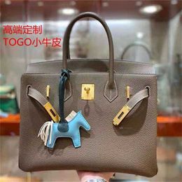 Tote Bag 2024 High-end Platinum Togo Calf Leather Head Leather Women's Lock High-end R8lk