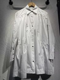 Casual Dresses Women Turn-Down Collar Cotton Shirt Mini Dress 2023 Summer Long Sleeve Single Breasted Loose Robe