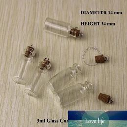 Quality 3ml Mini small glass bottles vials jars with corks decorative corked glass test tube bottle with cork for pendants mini 50pcs