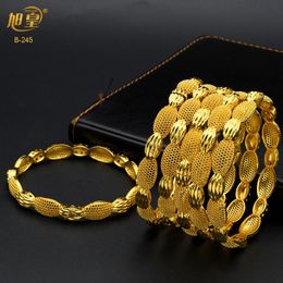 Bangle XUHUANG Indian 24k Gold Plated Bangles Arabic Dubai Jewellery Bangles Women Bridal Wedding Banquet Gifts Charm Bracelets Wholesale