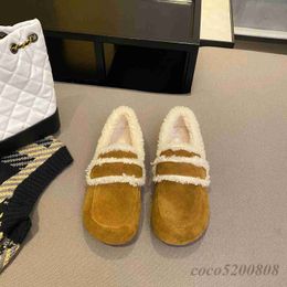 Autumn Winter Warm Fur Woman Loafers Runway Outfit New Women Flats Soft Round Toe Women Shoes Slip-On Warm Wool Flats For Woman X230523