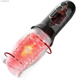 Masturbators Powerful Male Penis Masturbator Cup Glans Stimulate Rotation Vibrating Lasting Delay Endurance Exercise Sex Toys for Men L230518