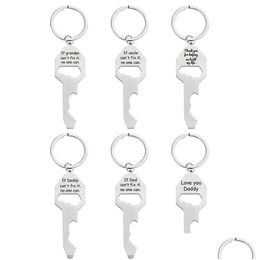 Keychains Lanyards Mtifunctional Bottle Opener Keychain Pendant Screwdriver Wrench Keyring Fathers Day Christmas Gift Key Chain Dr Dhsnt