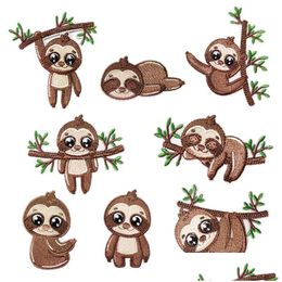 Sewing Notions Tools Sloth Embroideredes Cute Animal Iron On Applique Repair Diy Crafts Gifts For Kids Clothing Jacket Backpack Sh Dhjwr