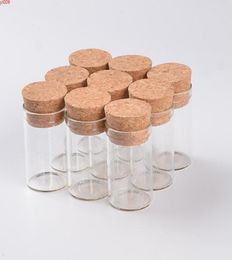 Botellas de tubo de ensayo de vidrio vacías de 10 ml con tapón de corcho Frascos de viales transparentes Frascos de alimentos Especias 100 piezas jars6082066