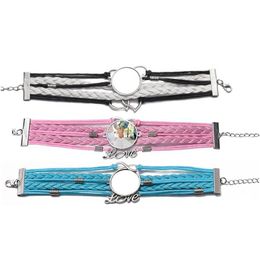 Charm Bracelets Fashion Heat Transfer Leather Rope Bracelet Creative Love Sublimation Blank Woven Diy Gift Drop Delivery Jewellery Dhfyc