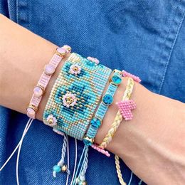 Bangle ZHONGVI MIYUKI Beaded Bracelet Armband Warp Rivet Bileklik Bracelets Women Tassel Jewellery 3D Flower Pulseras Mujer Dropshipping