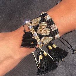 Bangle ZHONGVI Miyuki Beads Bracelet Handmade Mexican Heart Pulseras Design Jewellery Friends Jewellery Rhinestone Bracelets Girl Gifts