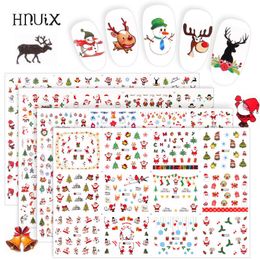 Stickers Decals HNUIX 48 pcs Christmas Nail Water Snowman Santa Claus Art Year Slider Manicure Rounds Complete Tool BN 230522