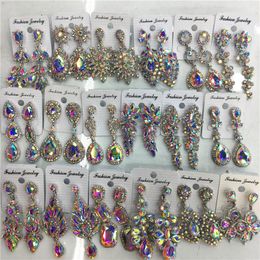 Earrings Wholesale Jewelry 12 Pairs Mixed Styles AB Color Crystal Earrings Women Wedding Bridal Rhinestone Drop Dangle Statement Earrings