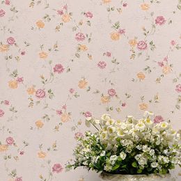 Wallpapers Korean Romantic Little Floral Bedroom Wallpaper Pastoral Warm Living Room Sofa Background Wall Paper Wedding Girl Pink