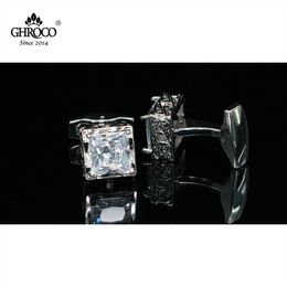 GHROCO High-Quality Exquisite Square Zircon Classic French Shirt Cufflinks Fashion Luxury Gift for Business Men and Wedding