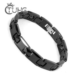 Bangle Fashion Black Ceramic Magnetic Therapy Bracelet Health Care Magnetic Hematite Stretch Bio Bracelet For Men Women Gift Jewelry