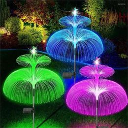 Outdoor Solar Garden Lights Double-layer Jellyfish Optical Fiber Light For Yard Patio Pathway Lawn Party Decoration