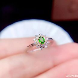 Cluster Rings KJJEAXCMY Fine Jewellery 925 Sterling Silver Inlaid Natural Gemstone Diopside Woman's Ring Support Test Selling