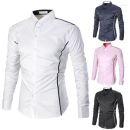 Camicie casual da uomo Spot 2023 Camicia a maniche lunghe tinta unita da uomo bianca slim di alta qualità in stile europeo e americano