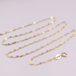 Chains Au750 Real 18K Yellow Gold Chain Neckalce For Women Female 1.4mm Lip Link Choker Necklace 18inchL