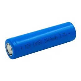 High quality 18650 2000mAh i-ion battery flat head /pointed lithium battery, can be used in bright flashlight and so on., pink /blue Colour battery