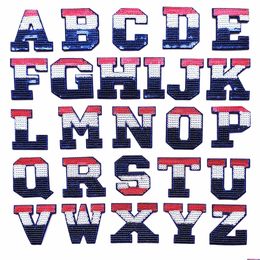 Sewing Notions Tools Sequin Letter Iron Ones Us Flag Pattern Alphabet Glitter Sew On Letters For Hats Bags Clothes Jackets Diy Cra Dhqbs