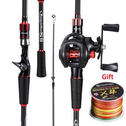 Boat Fishing Rods Sougayilang Casting Reel and Rod Set 18m 21m Carbon Fibre Lure Max Drag 8kg for Bass Pike Trout Tackle 230522