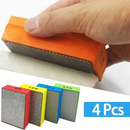 Cleaning Brushes 1/4Pcs Diamond Hand Polishing Pads Tile Glass Abrasive Polisher Grinding Block Pad Stone Marble Ceramic Abrasive Sanding Disc G230523