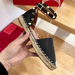 Fashion Women Casual Shoes Espadrille Genuine Leather Sandals Leisure Flats Designer Shoes Summer Buckle Strap loafer X230523