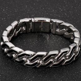 Bracelets Vintage Stainless Steel 15MM Chain Handles For Men Men's On Hand Bands Bracelets Mens Jewellery Iron Mannen Armband Wholesale