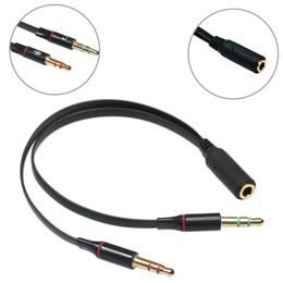 19CM Noodle 3.5mm Gold Plated Audio Mic Y Splitter Cable Headphone Adapter Female To 2 Male Cable for PC Laptop etc Red White 1000pcs