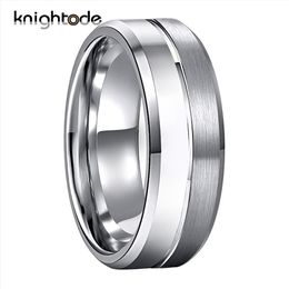 Rings 6mm 8mm Tungsten Wedding Rings Couple Gifts For Men Women Fashion Jewelry Center Grooved Beveled Edges Half Brushed Polish